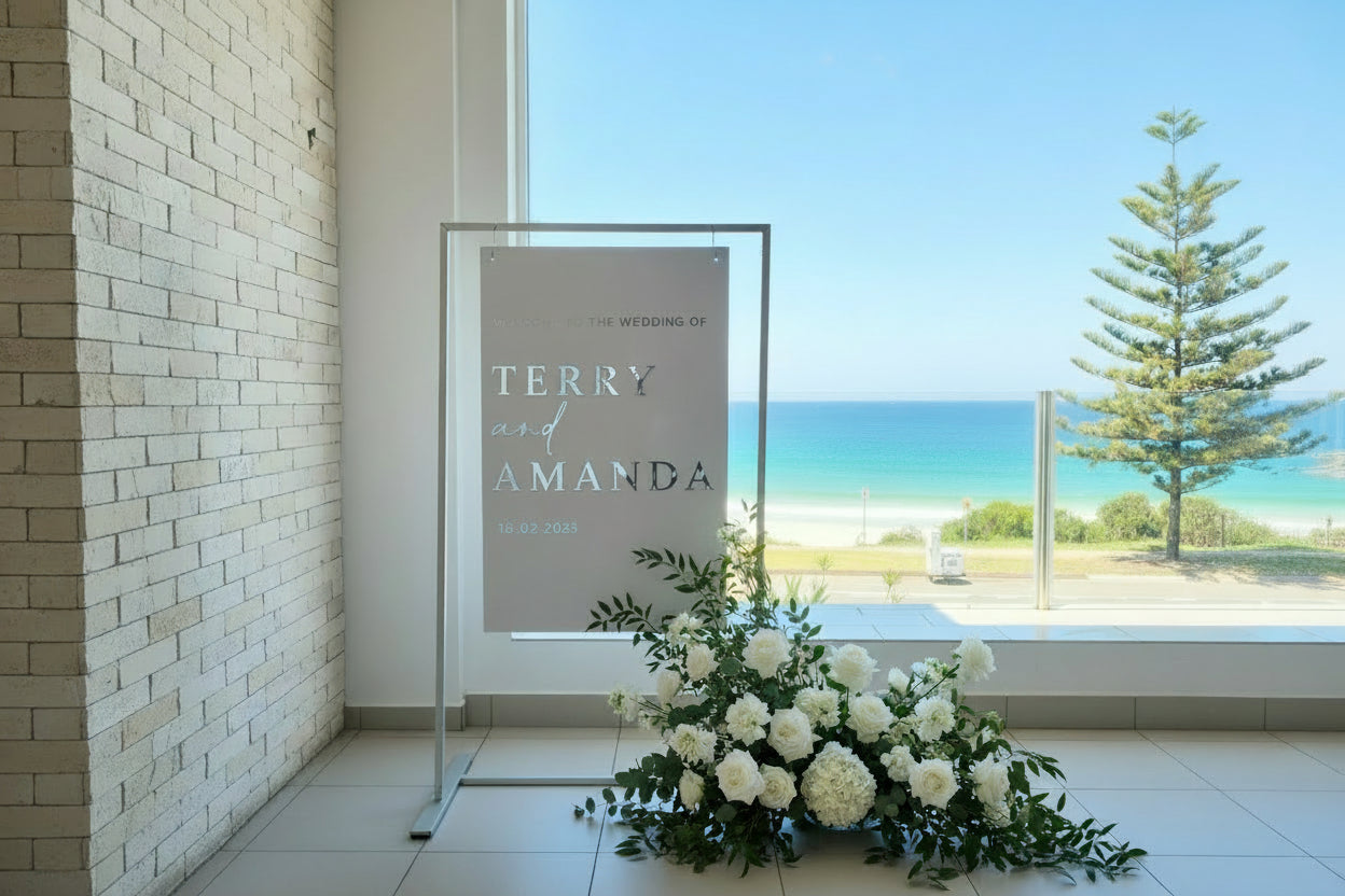 Welcome Acrylic Wedding Signage by Gently Made