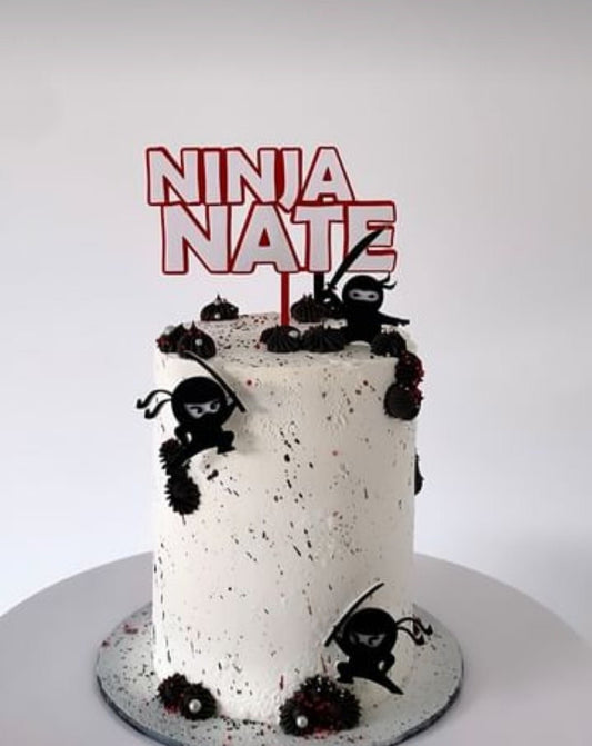 Custom Ninja Cake Topper with mini ninjas by Gently Made