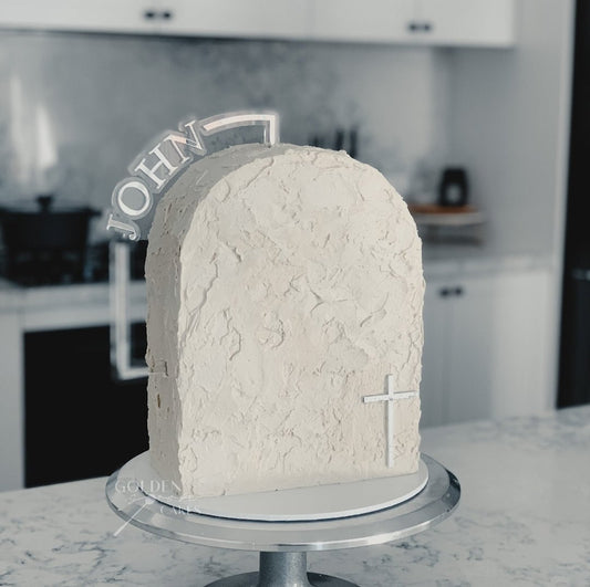 Arch Name Cake Topper And Cross by Gently Made