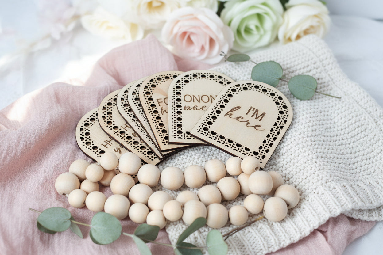 Rattan Milestone Announcement Arch by Gently Made