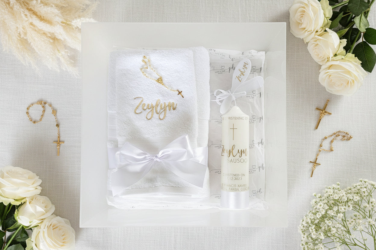 Frosted Deluxe Baptism Christening Box by Gently Made