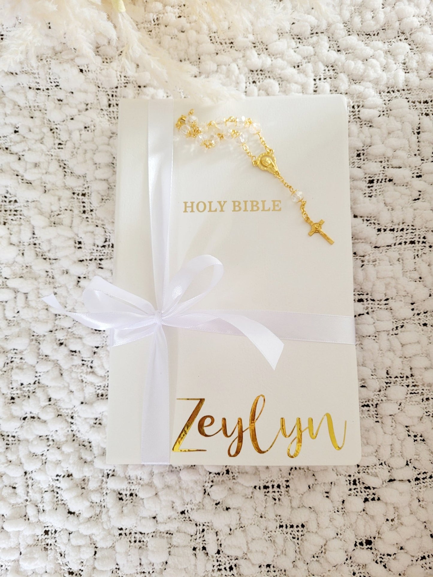 Frosted Deluxe Baptism Christening Box personalised detail