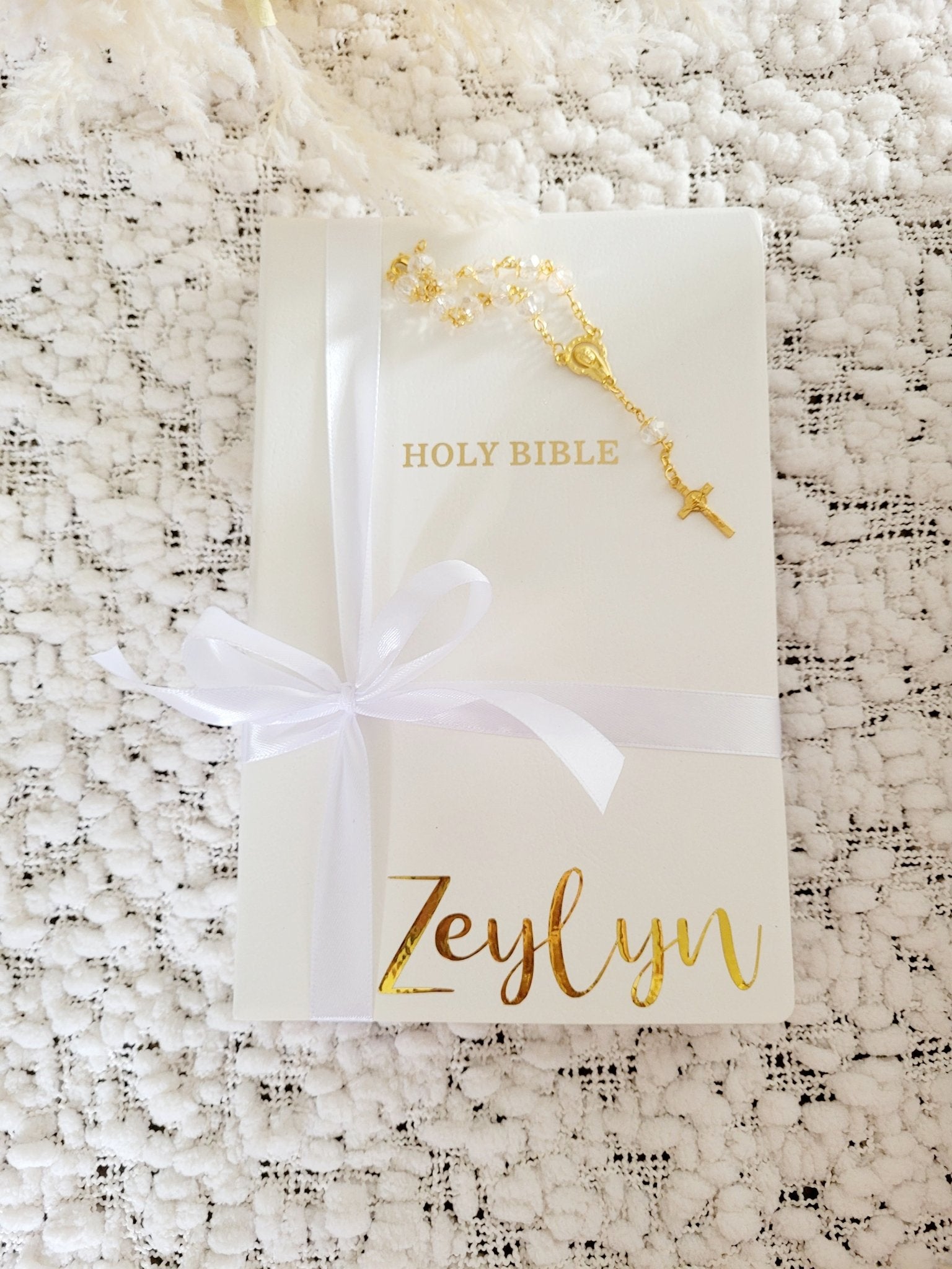 Frosted Deluxe Baptism Christening Box personalised detail