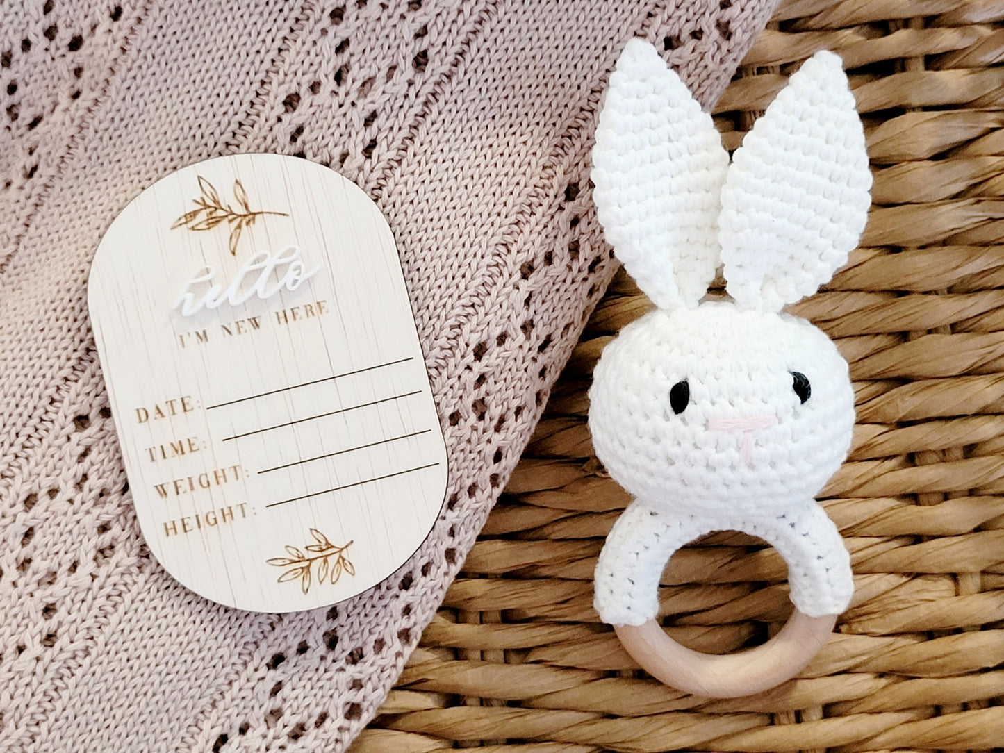 "New here" announcement plaque by Gently Made